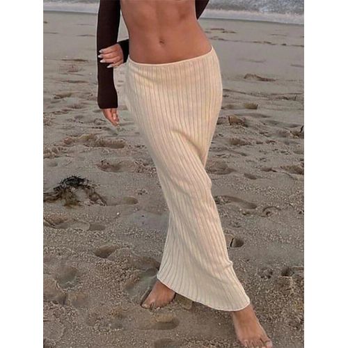Tossy-Jupe Longue En Tricot Pour Femme,Jupes Mi-Longues,Taille Tombante,Transparent,Rond,Blanc,Sexy,Vacances,Fête,Plage,Fantastique,Été