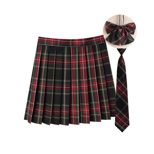 Jupe Plissée À Carreaux 35 Couleurs,Uniforme De L'école Japonaise Preppy A-Ligne,Rs185