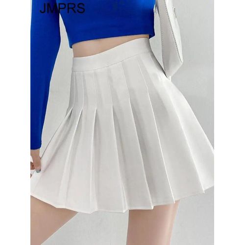 Jmprs-Mini Jupe Plissée Taille Haute Pour Femme,Vêtement D'été Slim,Ligne A,À Lèvent,À La Mode,Blanc,Pour Écolières