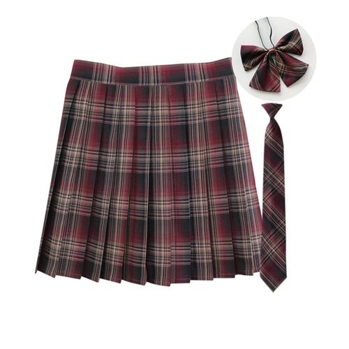 Jupe Plissée À Carreaux 35 Couleurs,Uniforme De L'école Japonaise Preppy A-Ligne,Rs185