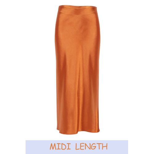 Jupe En Satin Noir Pour Femmes,Couleur Unie,Taille Haute,Mode Décontractée,Été 2024