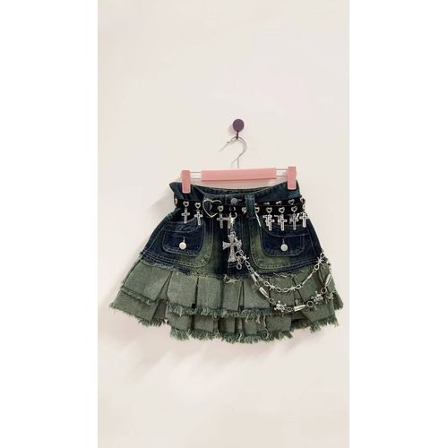 Jupe Courte Croisée Esthétique,Mode Harajuku,Gothique,Punk,Y2k