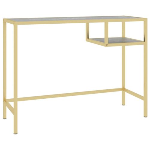 Vidaxl Bureau D'ordinateur Marbre Noir 100x36x74 Cm Verre Trempé
