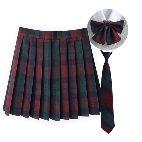 Jupe Plissée À Carreaux 35 Couleurs,Uniforme De L'école Japonaise Preppy A-Ligne,Rs185