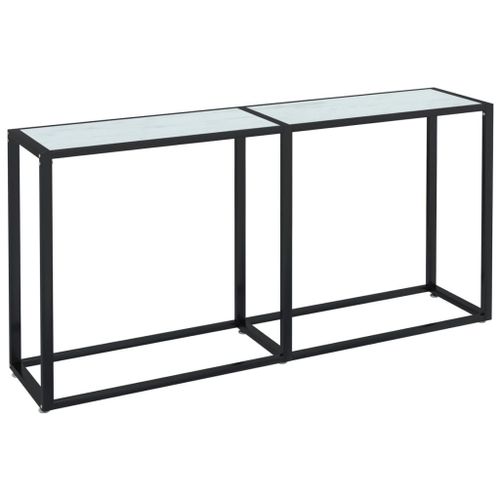 Vidaxl Table Console Marbre Blanc 160x35x75,5 Cm Verre Trempé