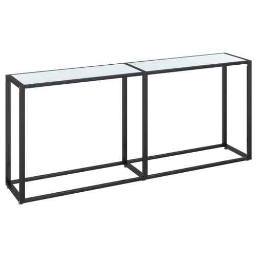 Vidaxl Table Console Marbre Blanc 180x35x75,5 Cm Verre Trempé