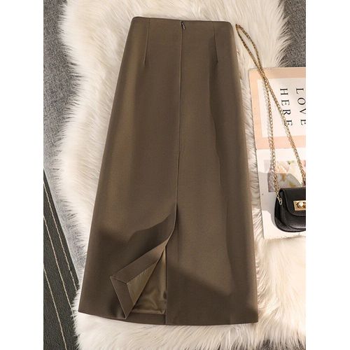 Jupes Crayon Mi-Longues Taille Haute Pour Femmes Avec Fente Arrière,Élégante,Droite,Bureau,Dame,Haute Qualité,Nouvelle Marque,Mode,2024