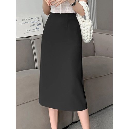 Jupes Crayon Mi-Longues Taille Haute Pour Femmes Avec Fente Arrière,Élégante,Droite,Bureau,Dame,Haute Qualité,Nouvelle Marque,Mode,2024