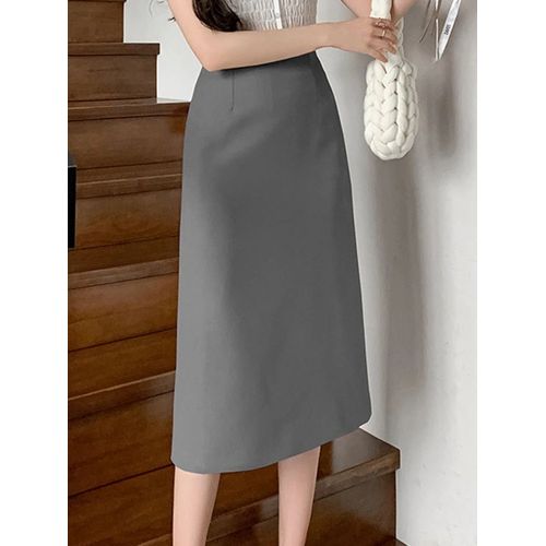 Jupes Crayon Mi-Longues Taille Haute Pour Femmes Avec Fente Arrière,Élégante,Droite,Bureau,Dame,Haute Qualité,Nouvelle Marque,Mode,2024