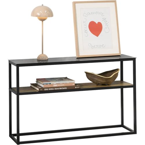 Sobuy Table Console Avec Surface En Verre Table D'entrée En Métal Table Décorative Buffet, Fsb43-Sch
