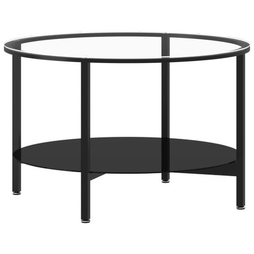 Vidaxl Table À Thé Noir Et Transparent 70 Cm Verre Trempé