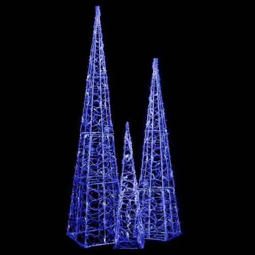 vidaXL Jeu de cônes lumineux à LED Acrylique Bleu 60/90/120 cm