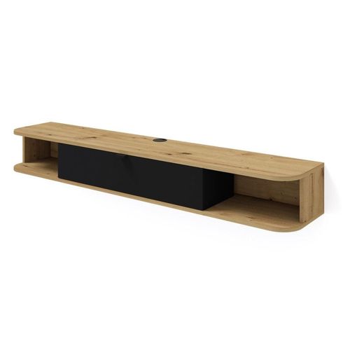 Meuble Tv Suspendu "Icarus" - Beige/Noir - 156 Cm