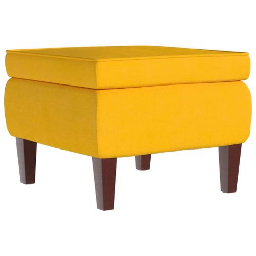 Vidaxl Tabouret Avec Pieds En Bois Jaune Velours
