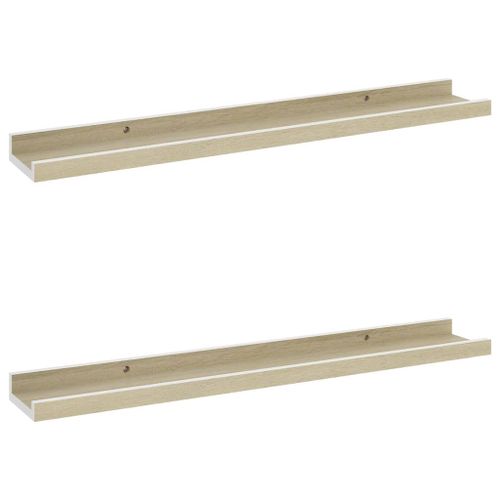 Vidaxl Étagères Murales 2 Pcs Blanc Et Chêne Sonoma 60x9x3 Cm