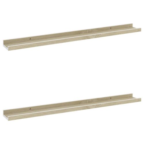 Vidaxl Étagères Murales 2 Pcs Blanc Et Chêne Sonoma 80x9x3 Cm