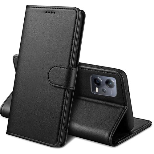 Coque Pour Xiaomi Redmi Note 12 Pro 5g - Portefeuille Noir Rabat Clapet Aimanté Rangement Cartes Phonillico®