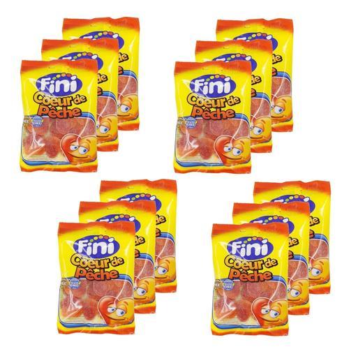 Lot 12x Bonbon C¿Ur De Pêche Acide - Halal - Sachet 90g