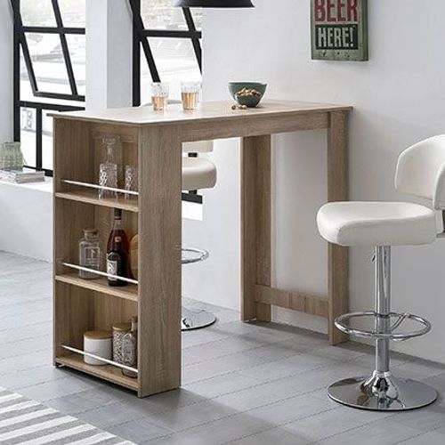 Table De Bar Avec Rangements 120x60x107,5 Cm Naturel