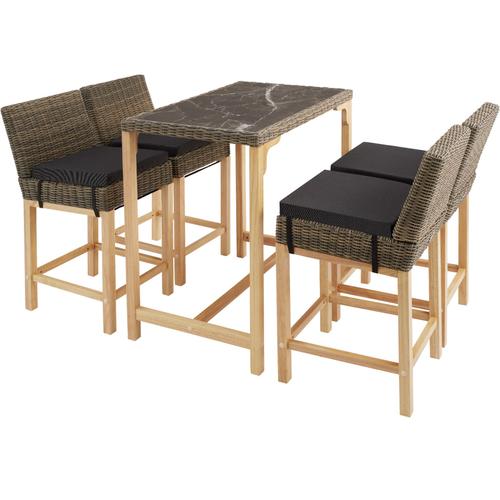 Table De Bar En Rotin Kutina Avec 4 Chaises Latina - Marron Naturel