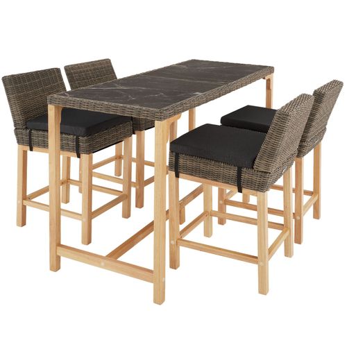 Table En Rotin Lovas Avec 4 Chaises Latina - Marron Naturel