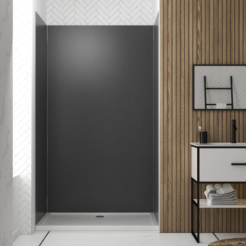 Pack de 3 Panneaux Muraux Aluminium GRIS 90/120/90x210 cm avec Profilés ANODISE BRILLANT - WALL'IT