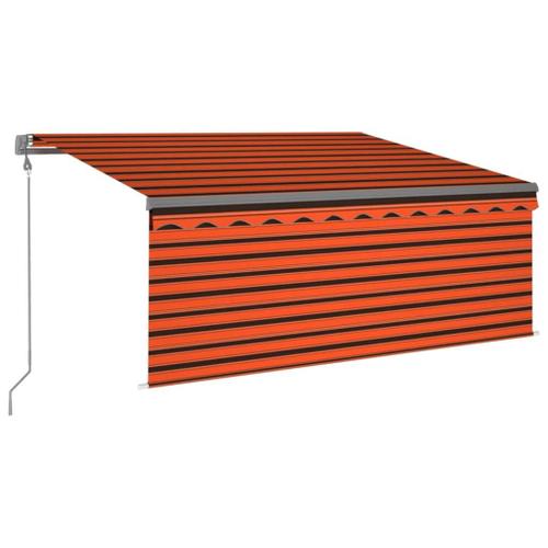 Vidaxl Auvent Automatique Capteur De Vent Et Led 3x2,5 M Orange Marron