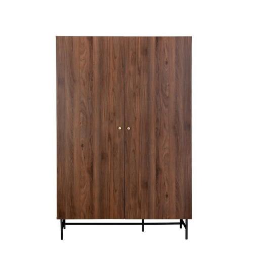 Dressing 2 Portes 2 Tiroirs - Bois Et Métal - L 126 X P 50 X H 190 - Lodge