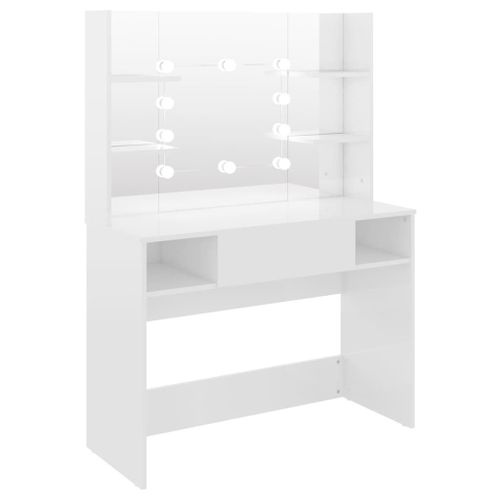 Vidaxl Table De Maquillage Avec Éclairage Led 100x40x135 Cm Mdf
