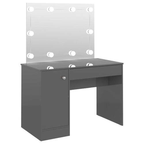 Vidaxl Table De Maquillage Avec Éclairage Led 110x55x145 Cm Mdf Gris