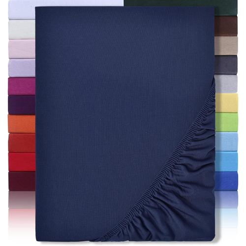 Drap-Housse En Microfibre Pour Lit À Sommier Tapissier Et Pour Lit À Eau - 200 X 220 Cm - Hauteur De Bonnet 40 Cm - 200 X 220 Cm - 100 % Polyester - Bleu Marine