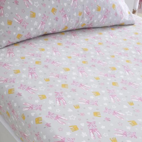 - Drap-Housse Rose Pour Lit Simple (190 X 90 X 25 Cm) - Drap De Lit Rose - Parure De Lit Rose À C?Urs Et Couronne - Drap De Lit Pour Fille En Rose - Literie Sur Le Thème De La Ballerine -