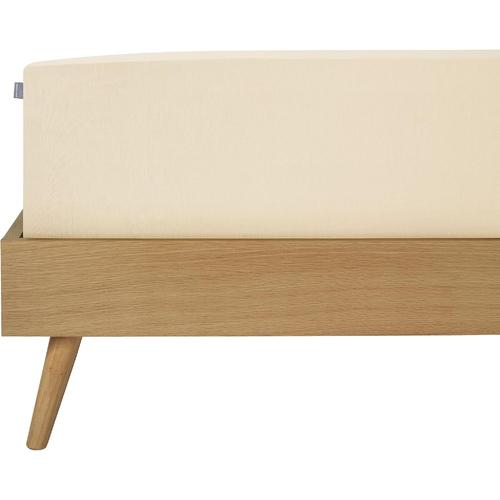 Drap-Housse Elli En 97 % Coton Et 3 % Élasthanne Pour Matelas Hauts Et Sommier Tapissier, Couleur Crème 150 X 200 Cm