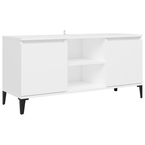 Vidaxl Meuble Tv Avec Pieds En Métal Blanc 103,5x35x50 Cm