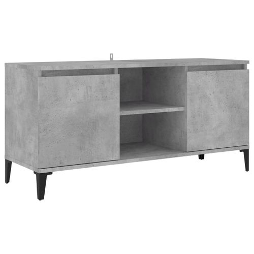 Vidaxl Meuble Tv Avec Pieds En Métal Gris Béton 103,5x35x50 Cm