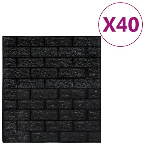 vidaXL Papier peint 3D autoadhésif Briques 40 pcs Noir