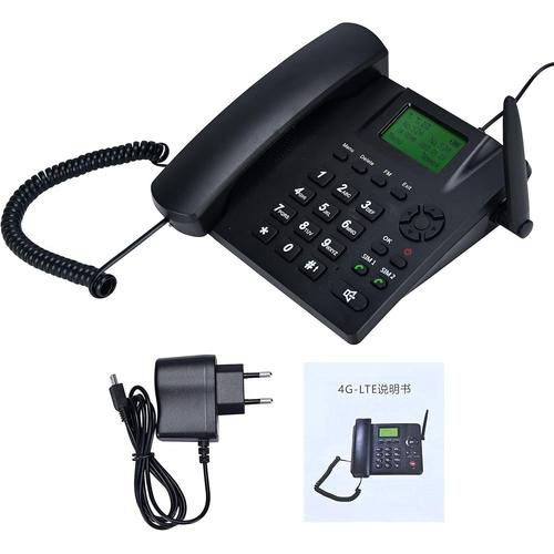 Téléphone Fixe Sans Fil, Téléphone Gsm Quad Band Sans Fil - Double Sim, Prend En Charge Plusieurs Langues, Grand Écran Rétro-Éclairé, Téléphone De Bureau, Téléphone Fixe Avec Câble,