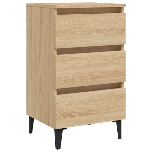 Vidaxl Table De Chevet Avec Pieds En Métal Chêne Sonoma 40x35x69 Cm
