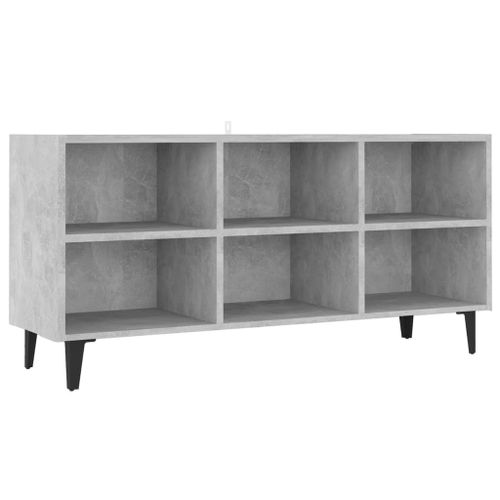 Vidaxl Meuble Tv Avec Pieds En Métal Gris Béton 103,5x30x50 Cm