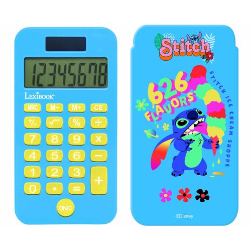 Calculatrice de poche 8 chiffres avec couvercle de protection Stitch