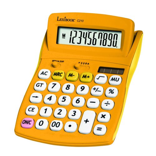 Calculatrice de Bureau jaune 10 Chiffres avec Écran à Angle Ajustable et Finition Rubber
