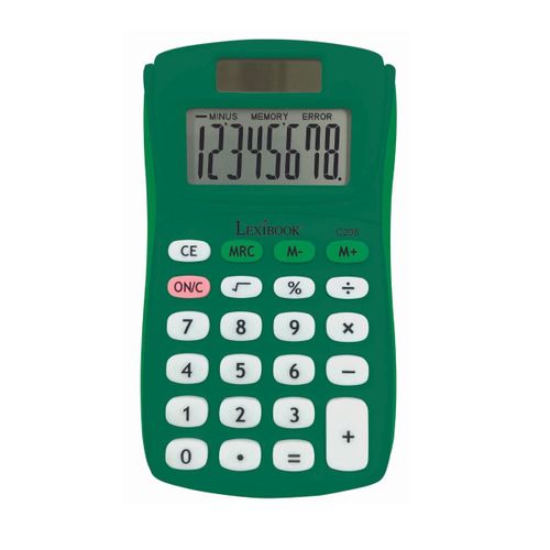 Calculatrice de Poche verte 8 Chiffres avec Finition Rubber