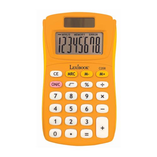 Calculatrice de Poche jaune 8 Chiffres avec Finition Rubber