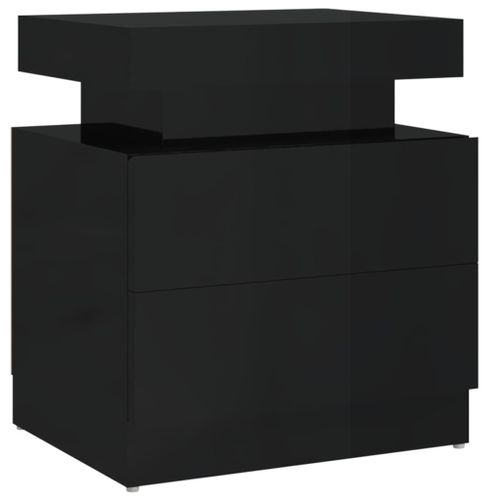 Vidaxl Table De Chevet Noir Brillant 45x35x52 Cm Aggloméré
