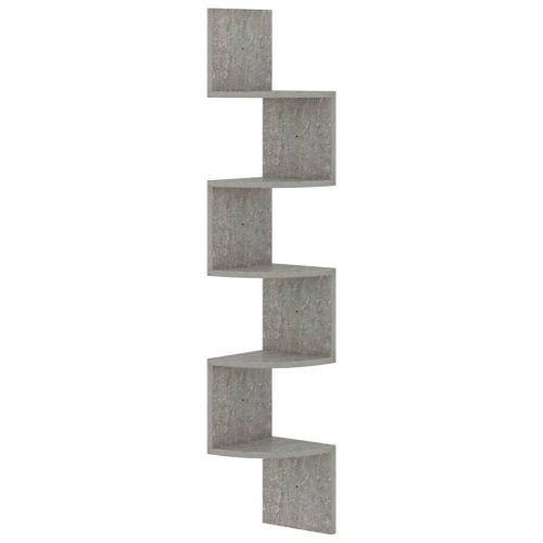 Vidaxl Étagère D'angle Murale Gris Béton 19x19x123cm Bois D'ingénierie