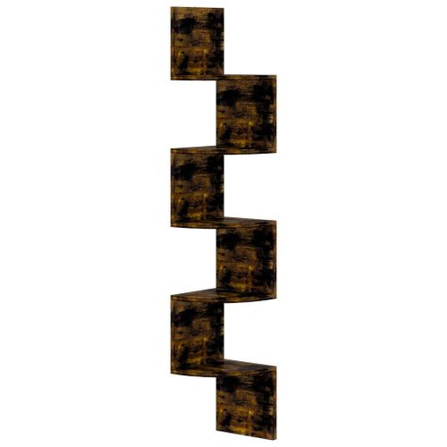 Vidaxl Étagère D'angle Murale Chêne Fumé 19x19x123 Cm Aggloméré