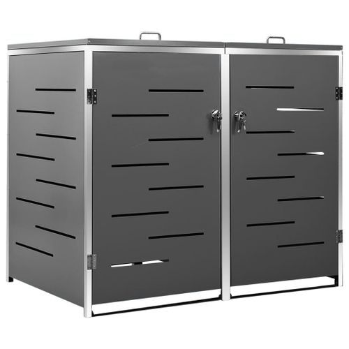 Vidaxl Abri Pour Deux Poubelles 138x77,5x115,5 Cm Inox