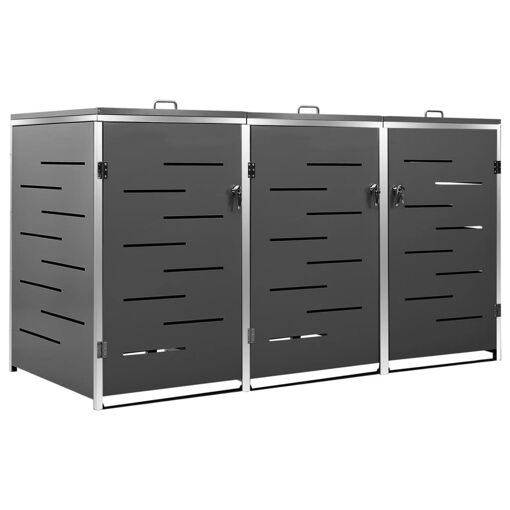 vidaXL Abri pour trois poubelles 207x77,5x112,5 cm Inox