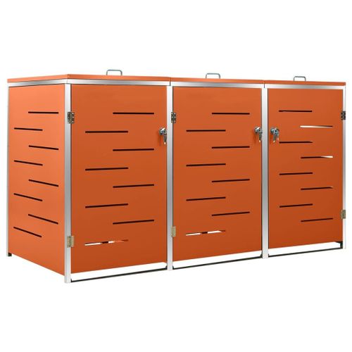 vidaXL Abri pour trois poubelles 207x77,5x112,5 cm Inox