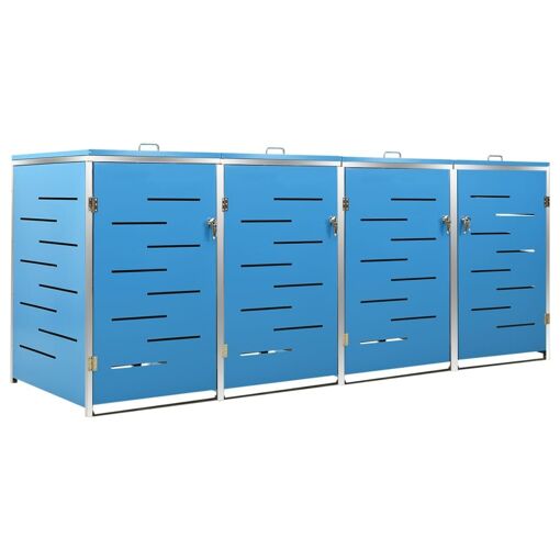vidaXL Abri pour quatre poubelles 276,5x77,5x112,5 cm Inox